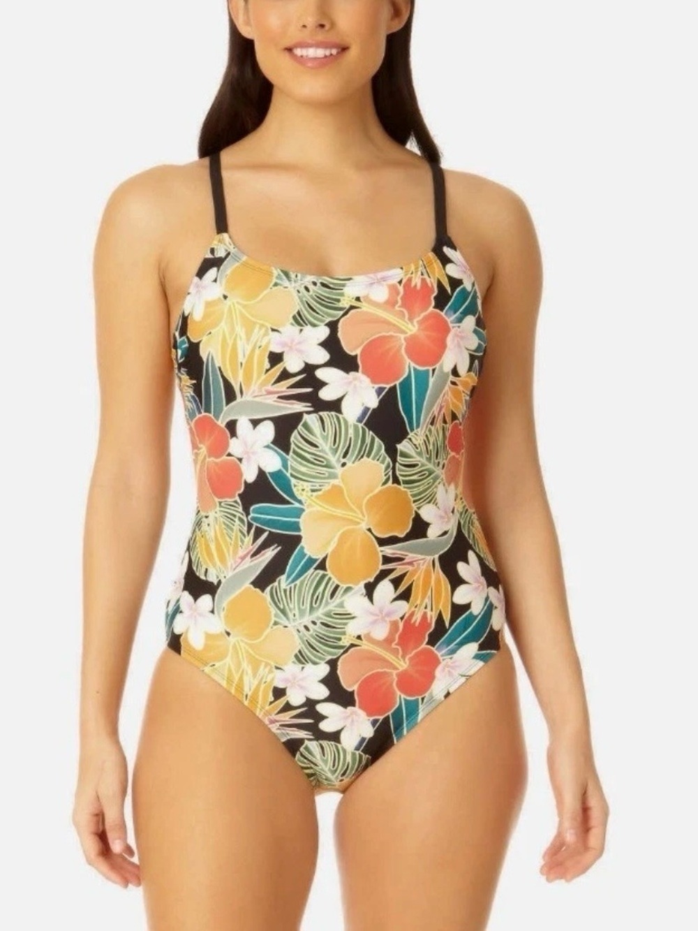 HURLEY | Floral Hibiscus Tropical Caribbean Dreamin' One Piece Swimsuit Large